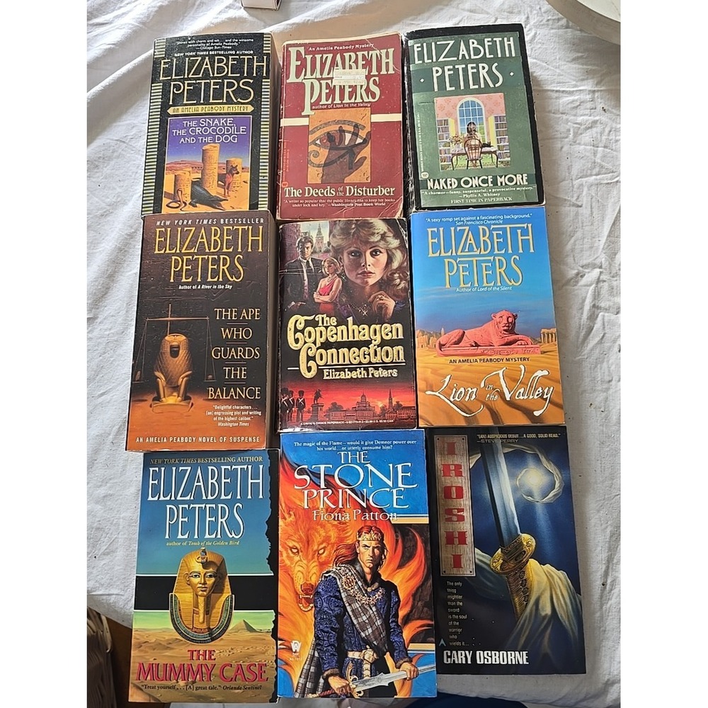 Lot of 9 Elizabeth Peters‎ Fiction Mystery Suspense Historical Paperback Books